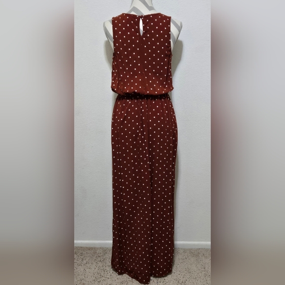 Target A NEW DAY Brown & White Polkadot Sleeveless Dress w/ High-Low Wrap Skirt - Picture 7 of 14